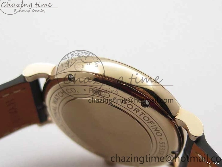 MIROTIME 1228 Durable Portofino 37mm RG V7F 1:1 Best Edition Gray Dial Diamonds Bezel on Black Leather Strap A 7089